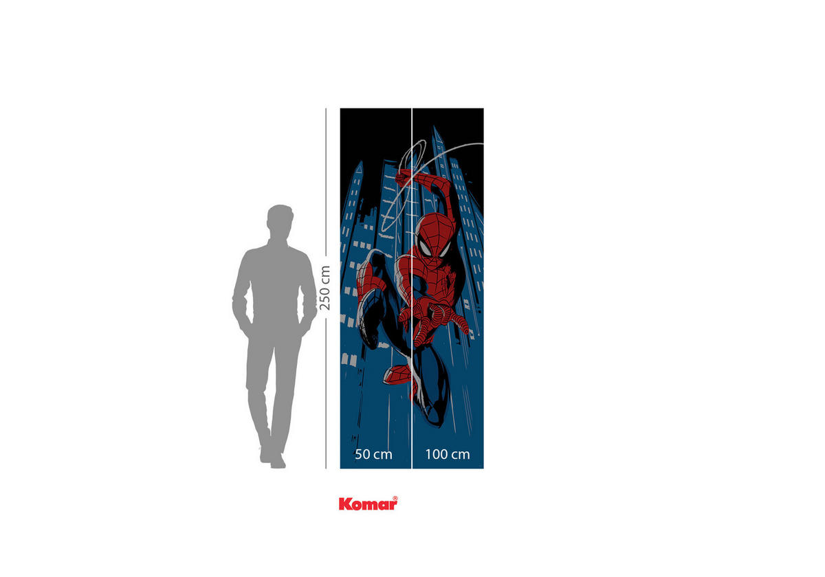 FOTOTAPETE SPIDER-MAN ROOFTOP  - Blau, Design, Textil (100/250cm) - Marvel