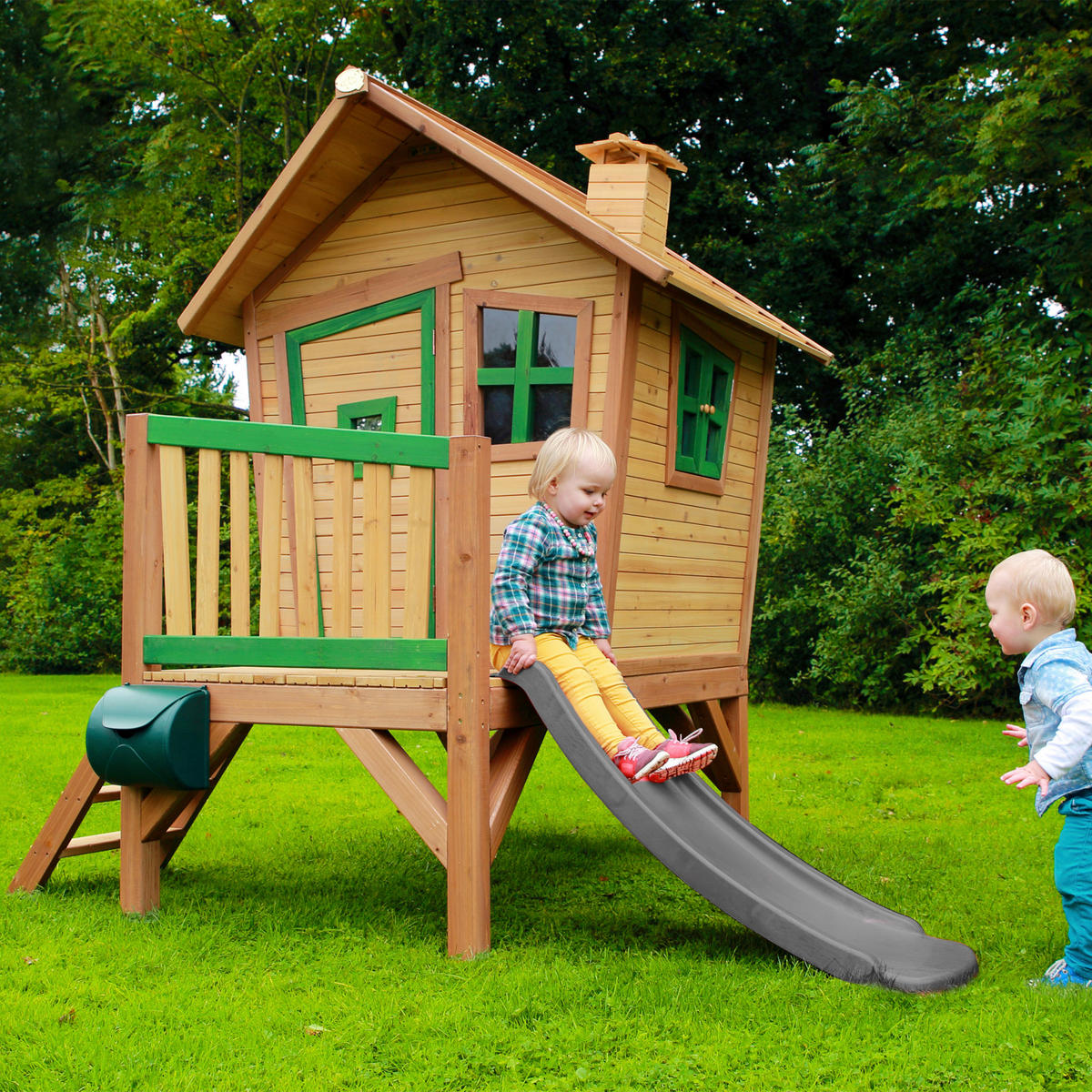 SPIELHAUS 264/203/177 cm  - Braun/Grau, KONVENTIONELL, Holz/Kunststoff (264/203/177cm) - Ambia Garden