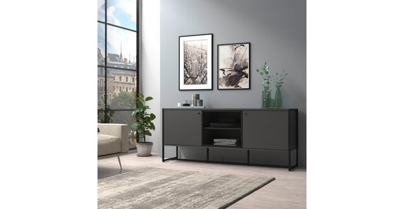 SIDEBOARD Anthrazit, Schwarz Befestigungsmaterial  - Anthrazit/Schwarz, MODERN, Holzwerkstoff/Metall (180/75/41cm) - Novel