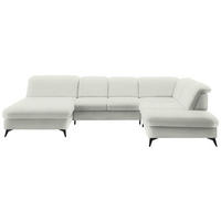 WOHNLANDSCHAFT  in Chenille Naturfarben  - Schwarz/Naturfarben, Design, Textil/Metall (198/369/255cm) - Beldomo Style