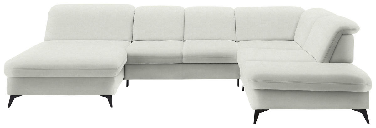 WOHNLANDSCHAFT  in Chenille Naturfarben  - Schwarz/Naturfarben, Design, Textil/Metall (198/369/255cm) - Beldomo Style