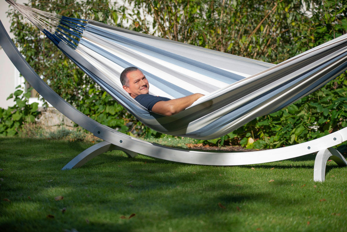 HÄNGEMATTE double outdoor  - Blau/Weiß, KONVENTIONELL, Textil (160/350cm) - La Siesta