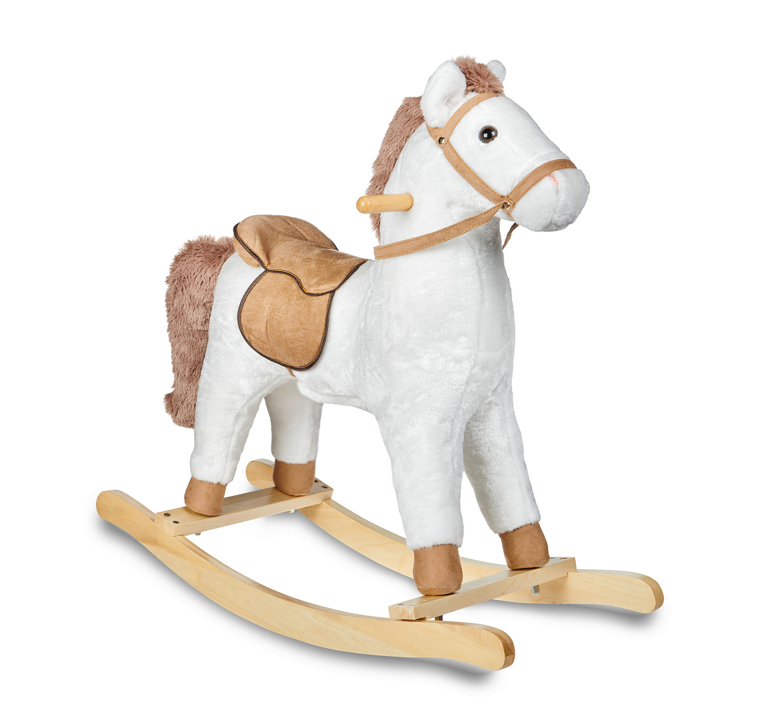 SCHAUKELPFERD - Hellbraun/Weiß, Basics, Holz/Textil (74/30/64cm) - My Baby Lou