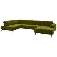 WOHNLANDSCHAFT Velours Grün  - Schwarz/Grün, Design, Textil/Metall (219/383/195cm) - Beldomo Style