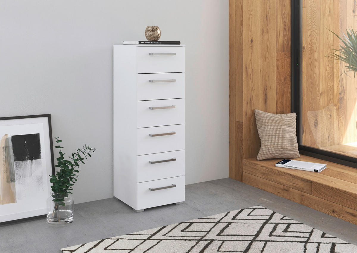 KOMMODE , 40/119/42 cm, 6 Schublade(n)  - Edelstahlfarben/Alufarben, Basics, Holzwerkstoff/Kunststoff (40/119/42cm) - Novel