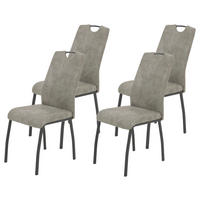 STUHL-SET 4 Stück  in Stahl Mikrofaser Metall, Textil  - Grau, MODERN, Textil/Metall (44/96/64cm) - MID.YOU