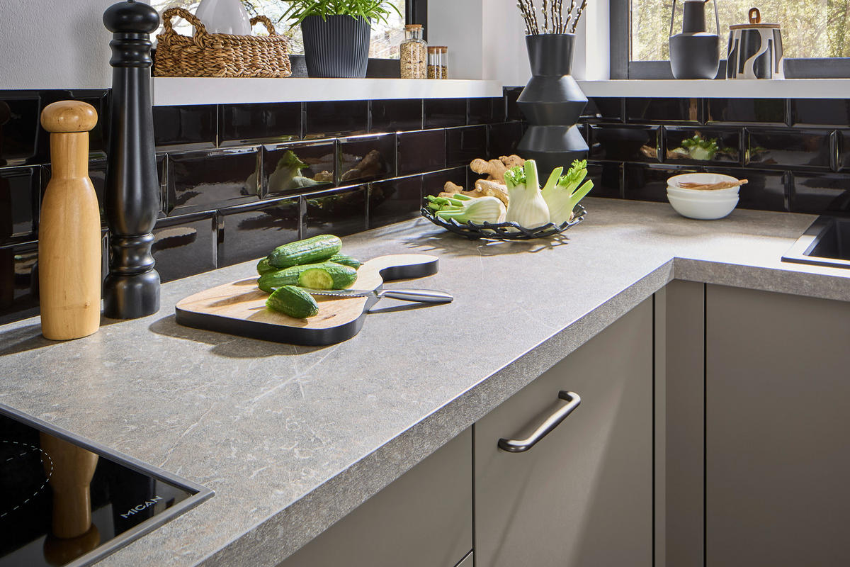 EINBAUKÜCHE   - Taupe, Design, Holzwerkstoff - Celina