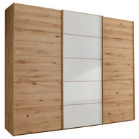 SCHWEBETÜRENSCHRANK Weiss, Eiche Bianco  - Eiche Bianco/Weiss, Natur, Glas/Holz (300/236/67cm) - Linea Natura