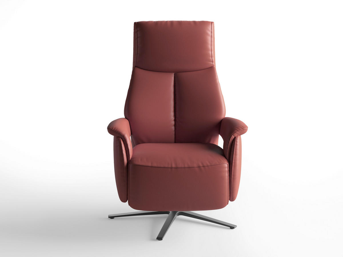RELAXSESSEL Leder Rotbraun  - Rotbraun/Schwarz, Basics, Leder/Metall (75/110/85cm) - Sit & More