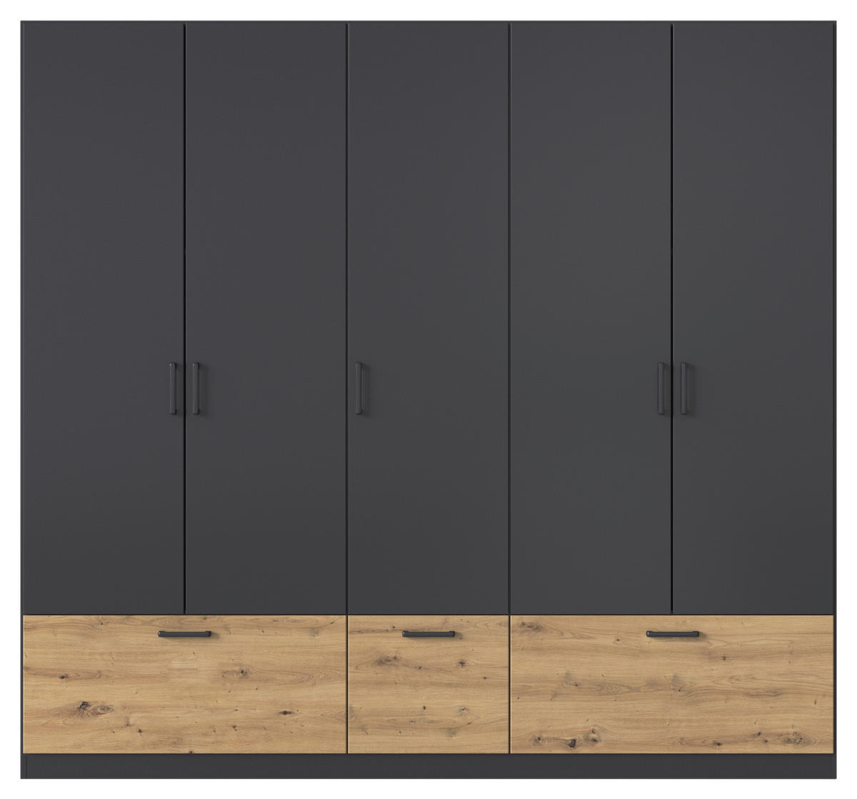 KLEIDERSCHRANK in Grau, Eiche Artisan  - Eiche Artisan/Grau, Basics, Holzwerkstoff/Metall (226/210/54cm) - Boxxx