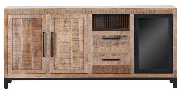 SIDEBOARD in 175/80/43 cm - Schwarz/Naturfarben, LIFESTYLE, Glas/Holz (175/80/43cm) - Landscape