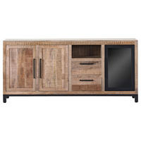 SIDEBOARD  in 175/80/43 cm  - Schwarz/Naturfarben, LIFESTYLE, Glas/Holz (175/80/43cm) - Landscape