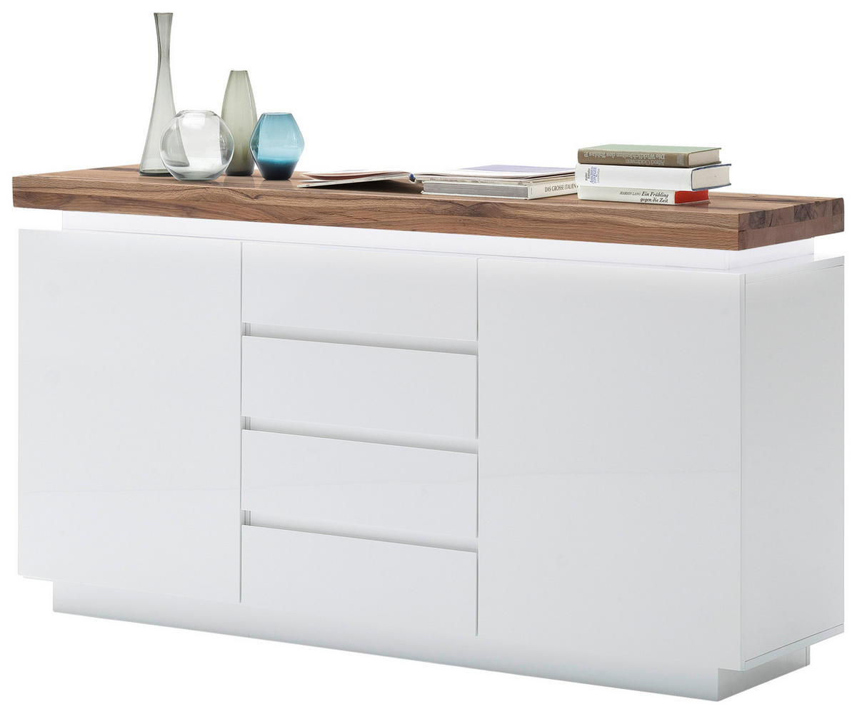 SIDEBOARD Romina  in 150/81/40 cm  - Eichefarben/Weiß, Design, Holz/Holzwerkstoff (150/81/40cm)