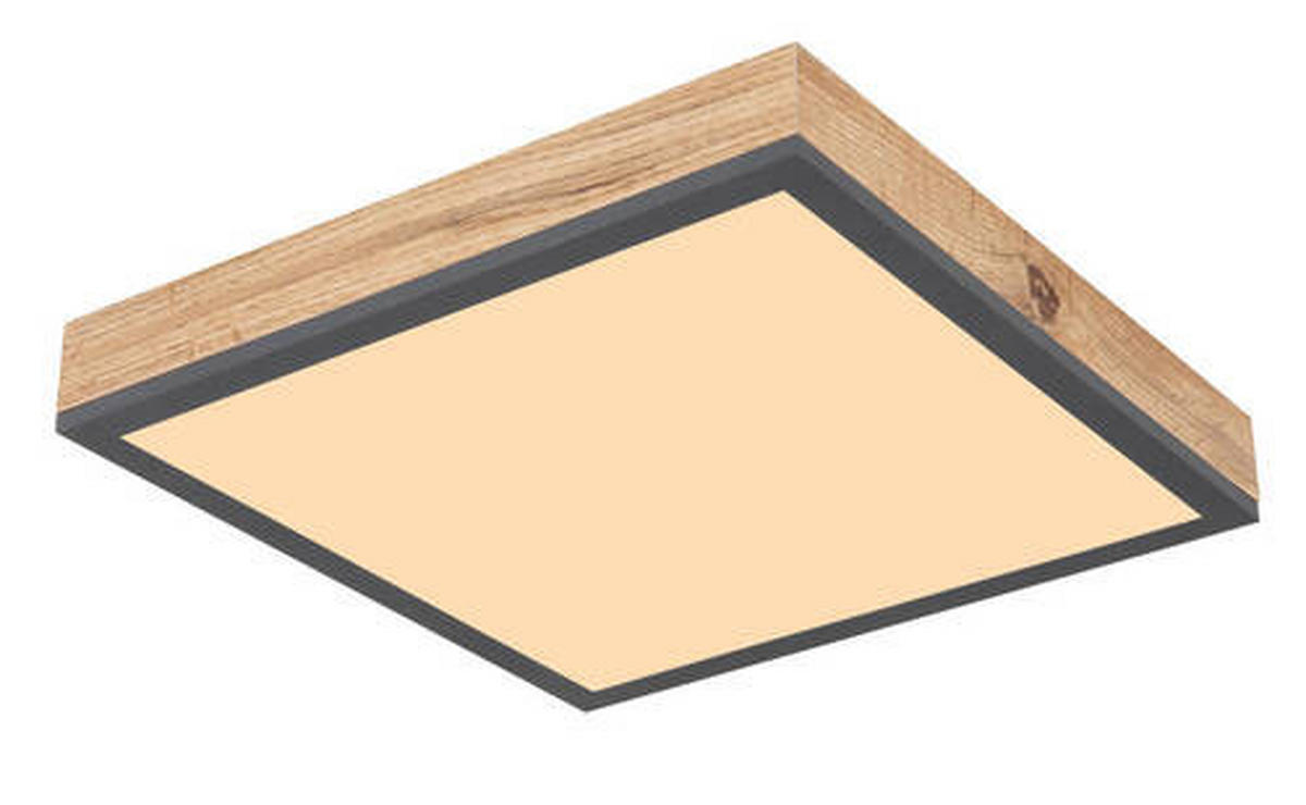 STROPNÍ LED SVÍTIDLO, 30/30/6 cm - barvy dubu/opál, Natur, kov/kompozitní dřevo (30/30/6cm)