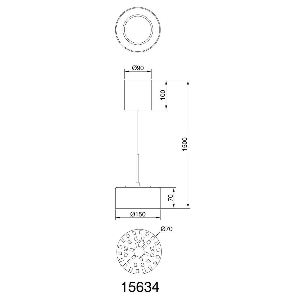 LED FÜGGŐLÁMPA 15/150 cm  - fekete/átlátszó, Basics, műanyag/Üveg (15/150cm)