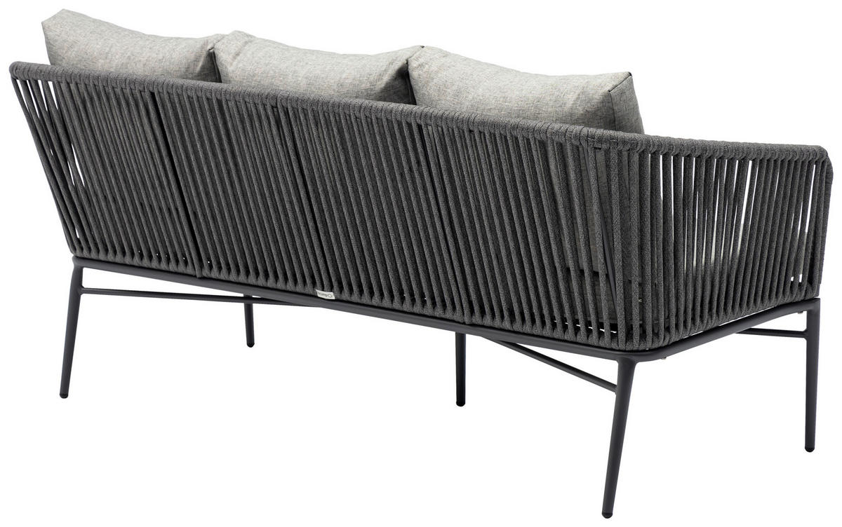 LOUNGEGARNITUR Aluminium  - Dunkelgrau/Anthrazit, MODERN, Kunststoff/Metall (185/65/75cm) - Ambia Garden