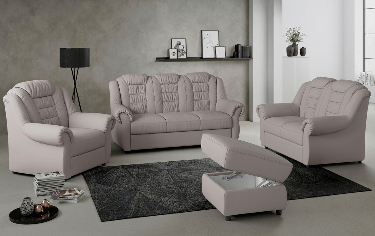 SITZGARNITUR in Lederlook Hellbraun  - Hellbraun/Schwarz, Konventionell, Kunststoff/Textil - Livetastic