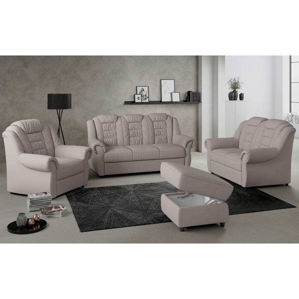 Thumbnail - Livetastic Sitzgarnitur, Hellbraun, Textil, 3-teilig, Made in EU, Hocker erhältlich, Rücken echt, Armteil links, rechts,...