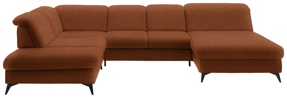 WOHNLANDSCHAFT Chenille Rostfarben  - Rostfarben/Schwarz, Design, Textil/Metall (255/369/198cm) - Beldomo Style