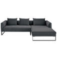 ECKSOFA  in Feincord Anthrazit  284/178 cm  - Anthrazit/Schwarz, KONVENTIONELL, Textil/Metall (284/178cm) - Hom`in