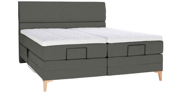 BOXSPRINGBETT 180/200 cm in Grau - Eichefarben/Grau, KONVENTIONELL, Holz/Textil (180/200cm) - Voleo