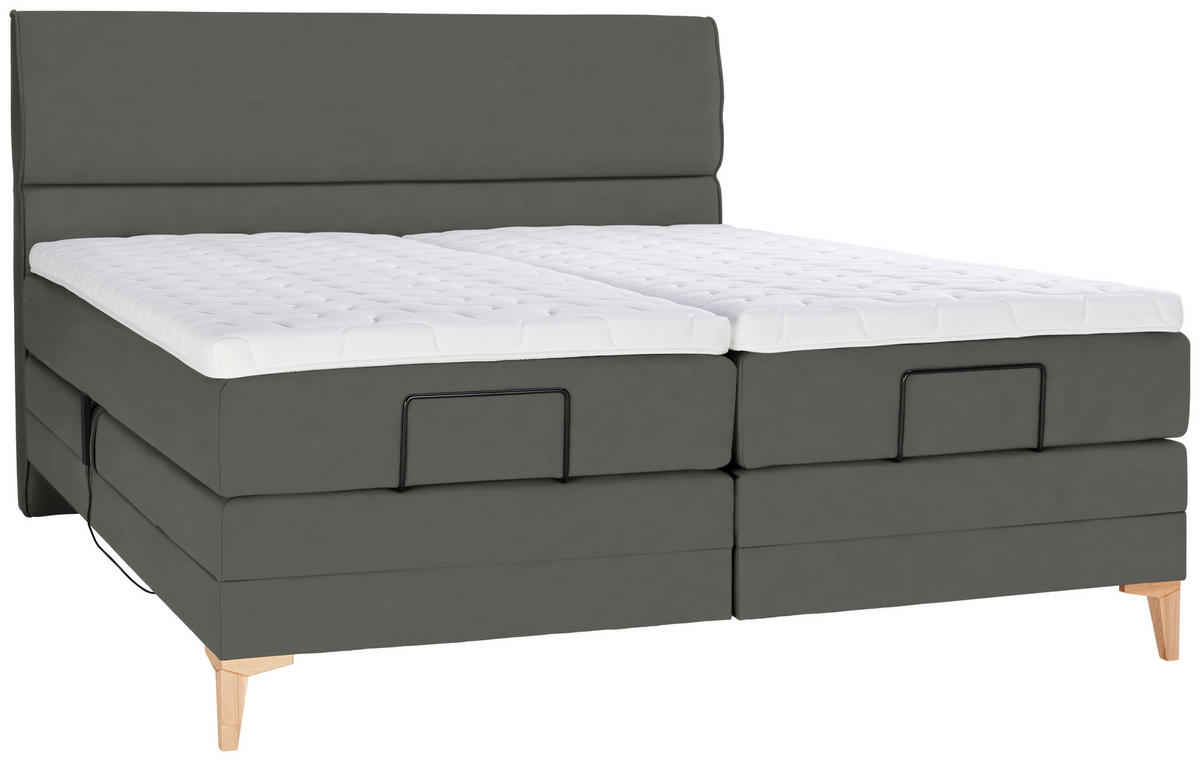 BOXSPRINGBETT 160/200 cm  in Grau  - Eichefarben/Grau, KONVENTIONELL, Holz/Textil (160/200cm) - Voleo