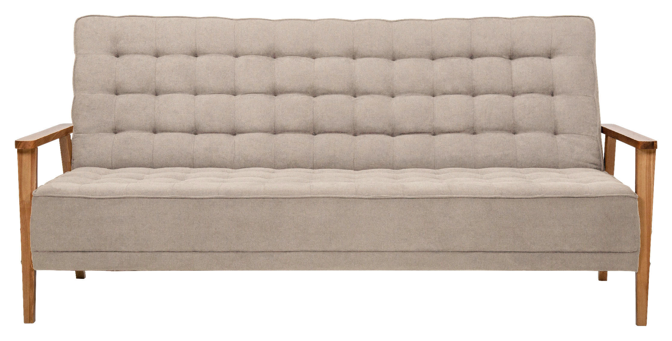 SCHLAFSOFA Mikrofaser Beige  - Eschefarben/Beige, Design, Holz/Textil (202/95/95cm) - P & B