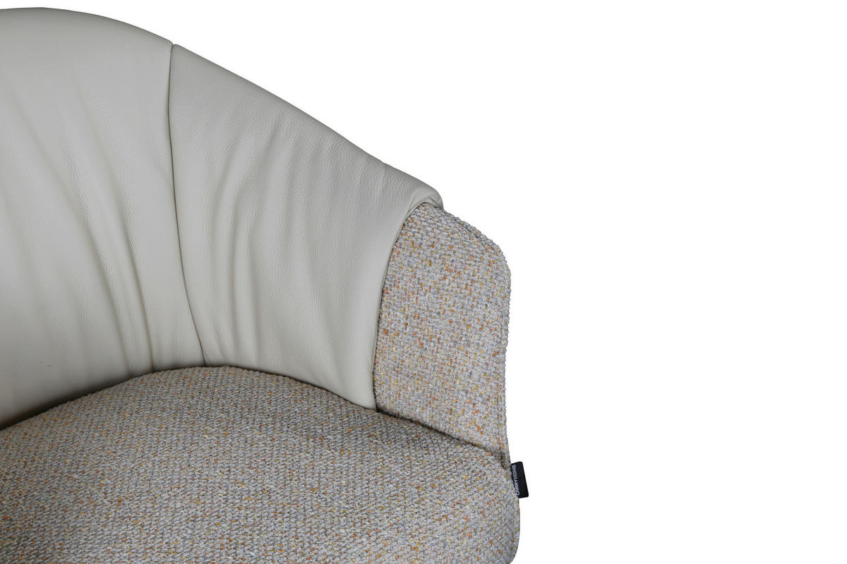 ARMLEHNSTUHL  Sitzfläche 360° drehbar, automatische Rückholfunktion Leinenoptik Echtleder  Beige, Creme, Schwarz  - Beige/Creme, Design, Leder/Textil (68,5/83/65,5cm) - Carryhome