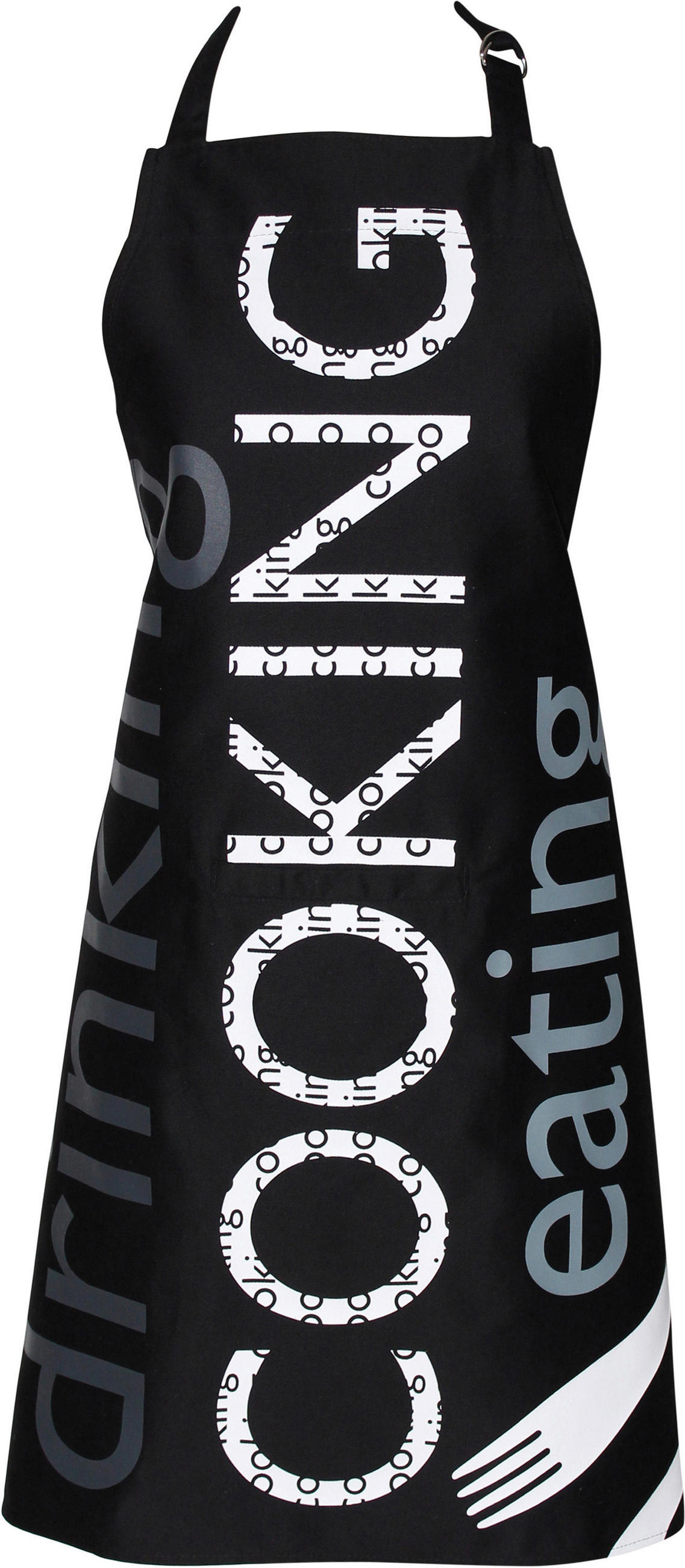 SCHÜRZE Schwarz, Weiß, Hellgrau  - Hellgrau/Schwarz, Basics, Textil (80/85cm)