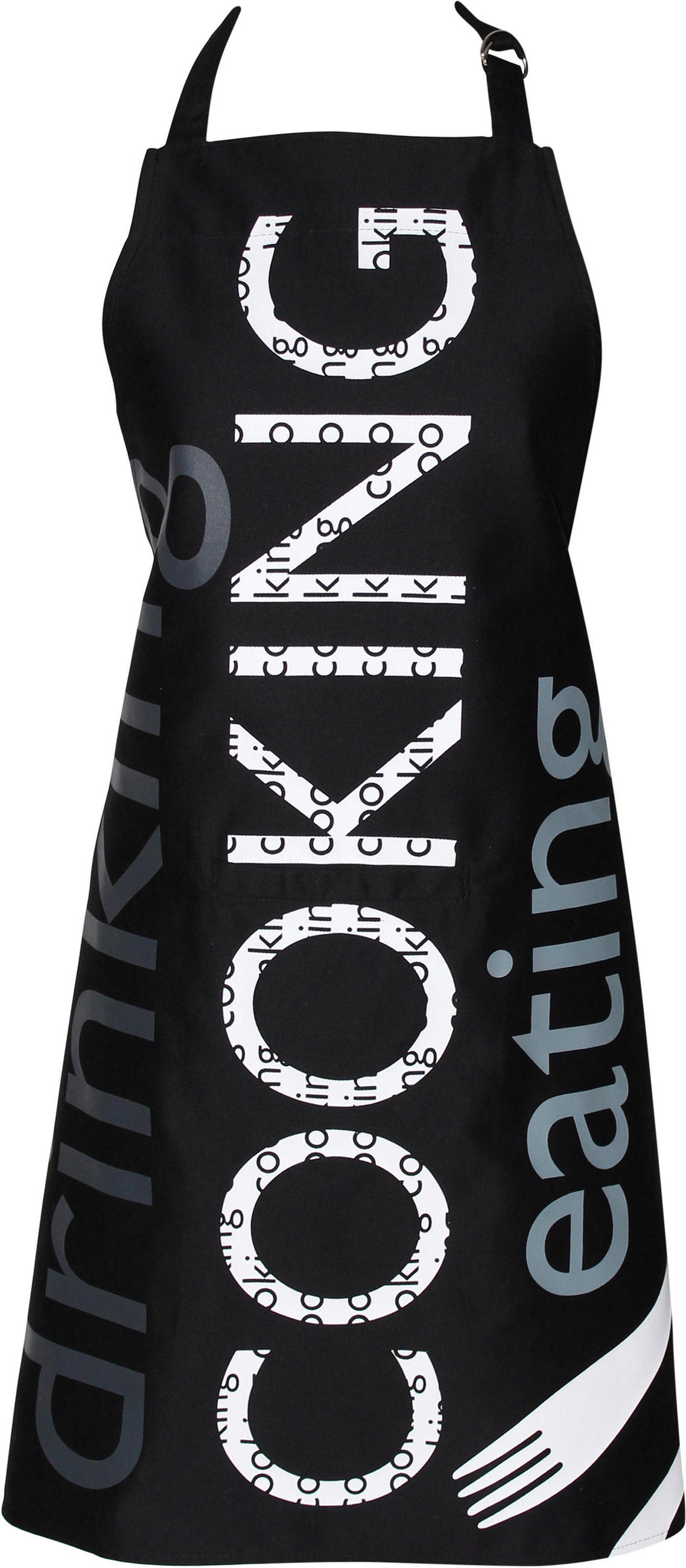 SCHÜRZE Schwarz, Weiß, Hellgrau  - Hellgrau/Schwarz, Basics, Textil (80/85cm)