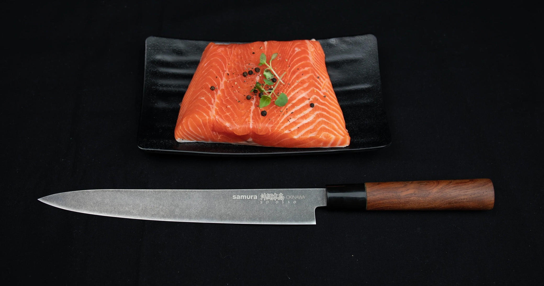 KUHINJSKI NOŽ  Okinawa 39/4/2,3 cm           nerjaveče jeklo - črna/rjava, Basics, kovina/les (39/4/2,3cm) - Samura