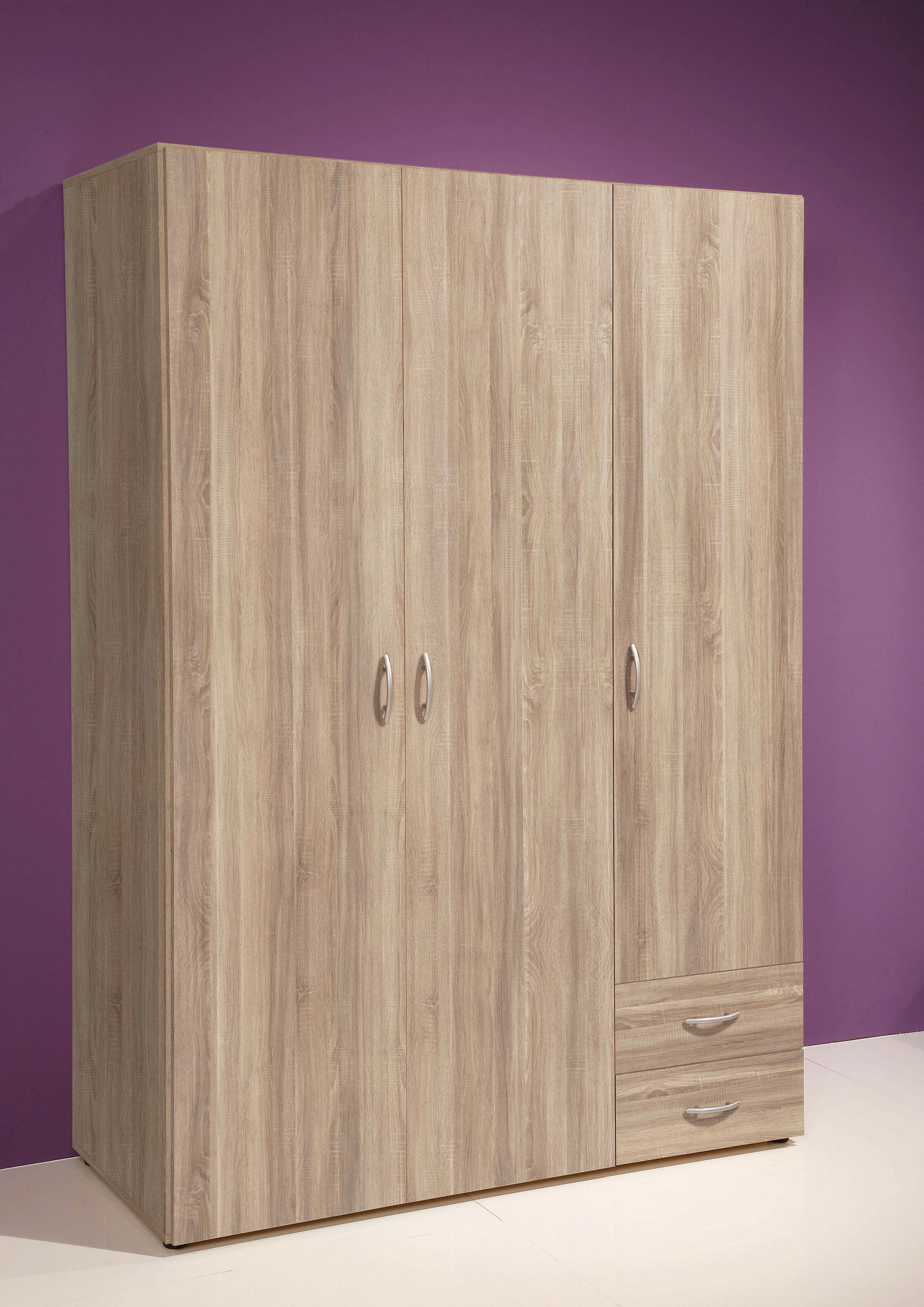 ORMAR SA KLASIČNIM VRATIMA sonoma hrast 120/177/52 cm - sonoma hrast/boja aluminijuma, Konvencionalno, drvo/plastika (120/177/52cm) - Xora