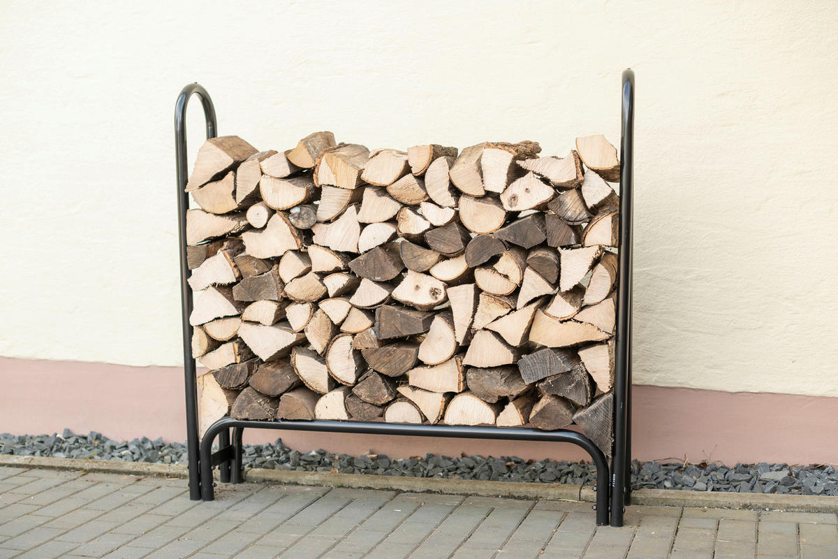 KAMINHOLZREGAL 25/118/126 cm  Metall  - Schwarz, Basics, Metall (25/118/126cm)