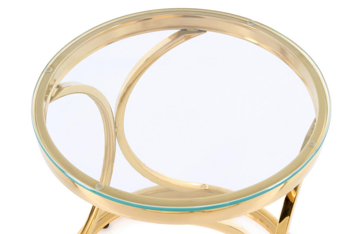 BEISTELLTISCH in Metall, Glas 40/40/42 cm  - Goldfarben, Design, Glas/Metall (40/40/42cm) - Kayoom
