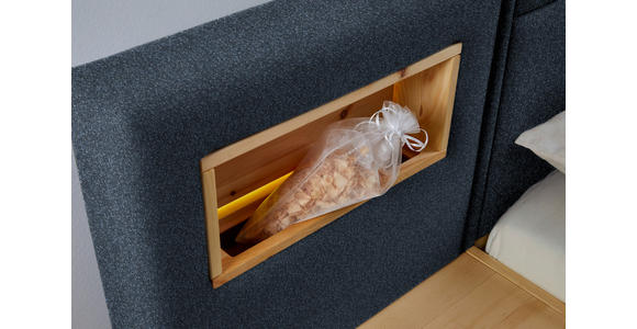 BETT 180/200 cm in Zirbelkieferfarben, Dunkelblau - Zirbelkieferfarben/Dunkelblau, Natur, Holz/Textil (180/200cm) - Valnatura
