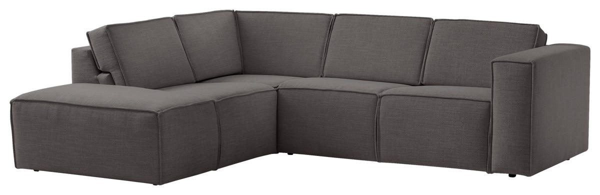 ECKSOFA Struktur Dunkelgrau  - Dunkelgrau/Schwarz, Modern, Kunststoff/Textil (220/275cm) - Trendmanufaktur