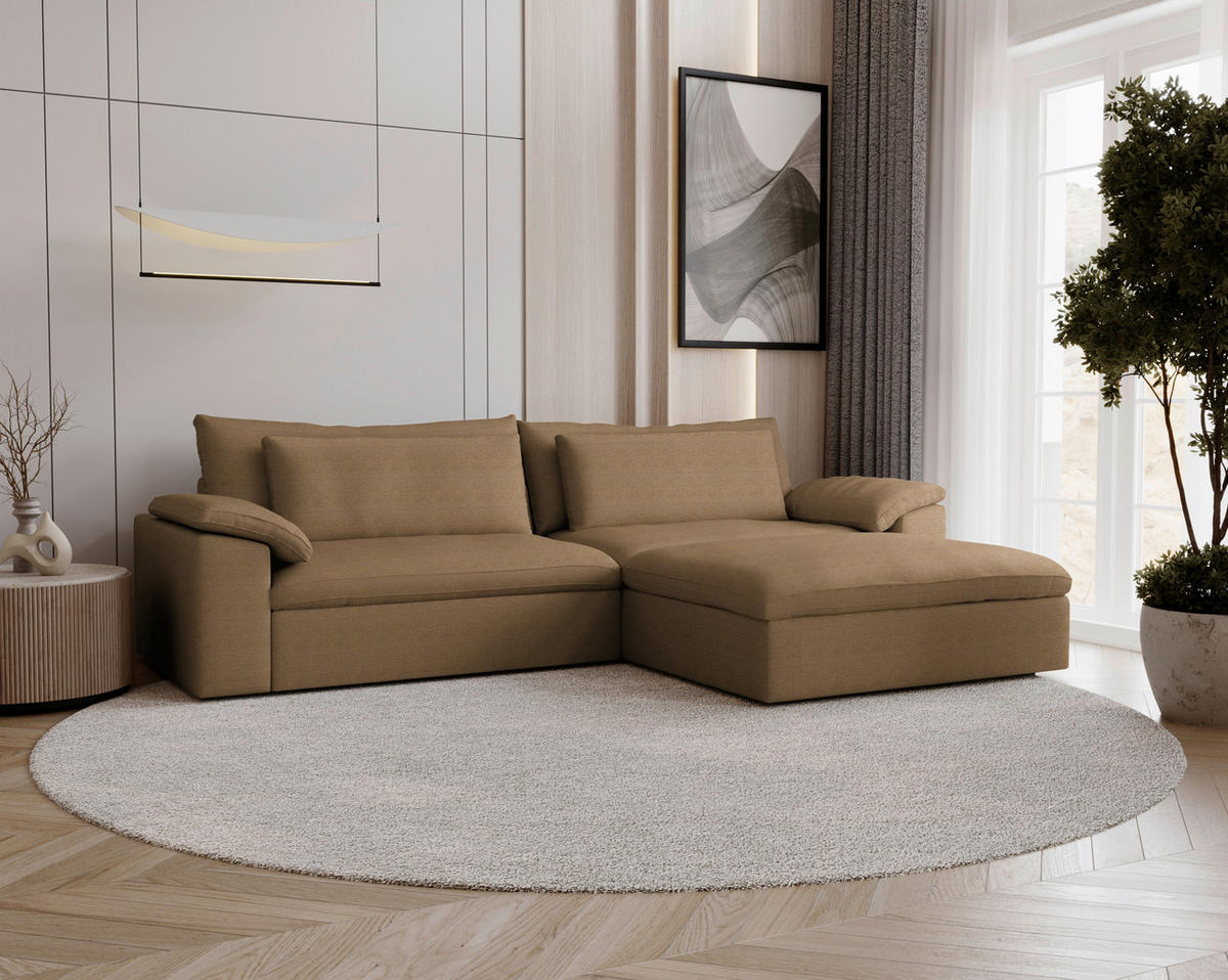 ECKSOFA  Chenille Rostfarben  - Rostfarben/Schwarz, Modern, Kunststoff/Textil (306/198cm) - Carryhome