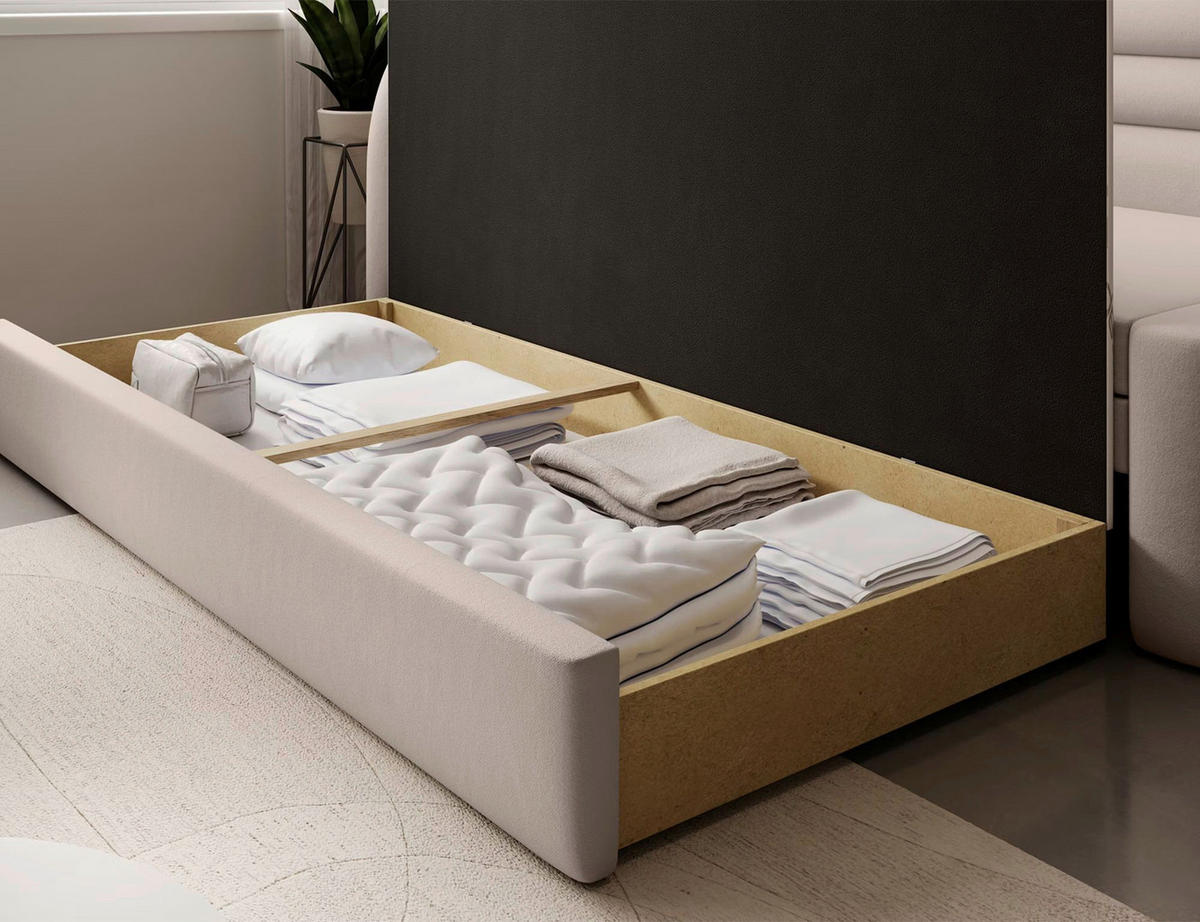 RÉCAMIERE  in Webstoff Beige  - Beige/Schwarz, Design, Kunststoff/Textil (86/80/223cm) - P & B