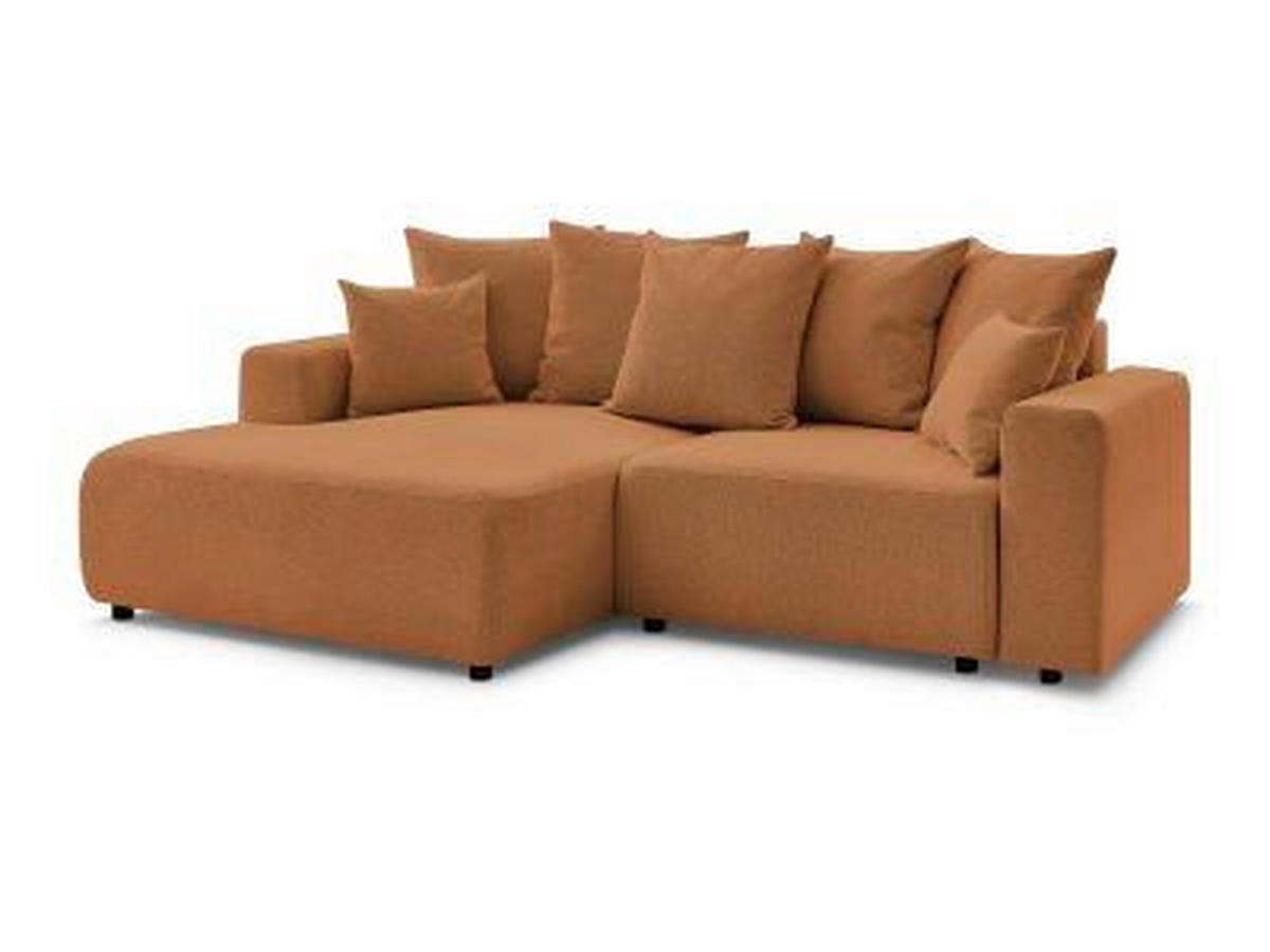 ECKSOFA Ottomane links  ATILLA Orange Flachgewebe  - Schwarz/Orange, MODERN, Kunststoff/Textil (149/244cm)