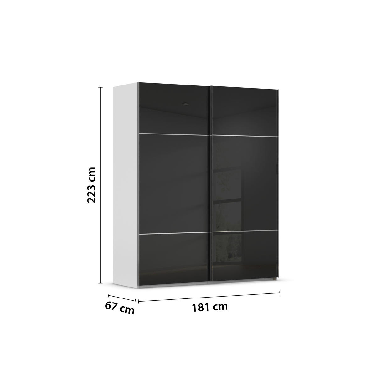 SCHWEBETÜRENSCHRANK  in Grau, Schwarz  - Chromfarben/Schwarz, KONVENTIONELL, Glas/Holzwerkstoff (181/223/67cm) - Novel