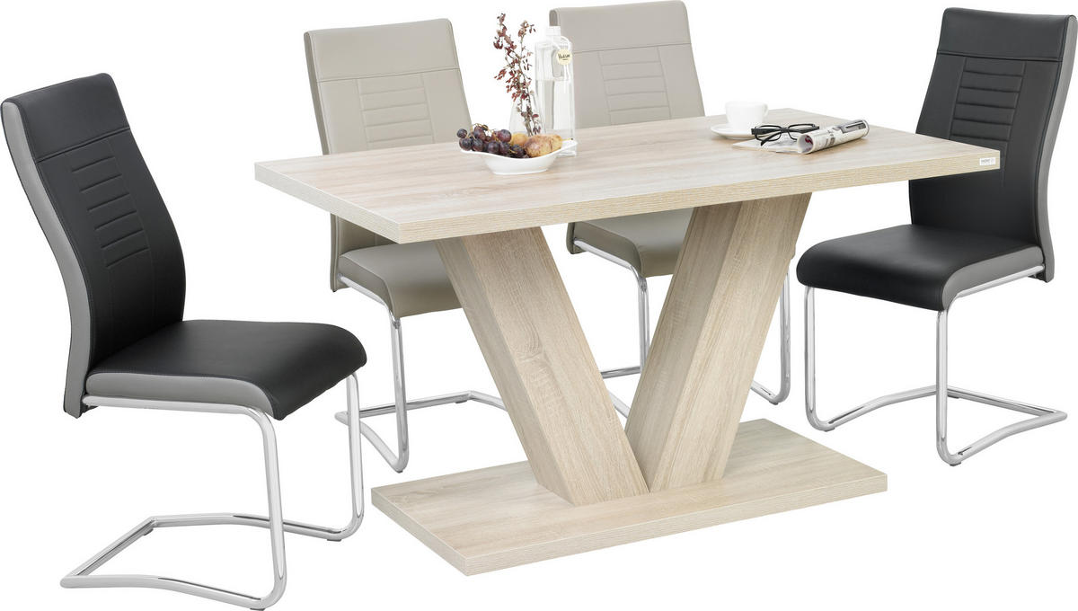 SCAUN BUCATARIE din metal, textil crem, maro închis  - crem/culoare crom, Design, metal/textil (43/98/60cm) - Carryhome