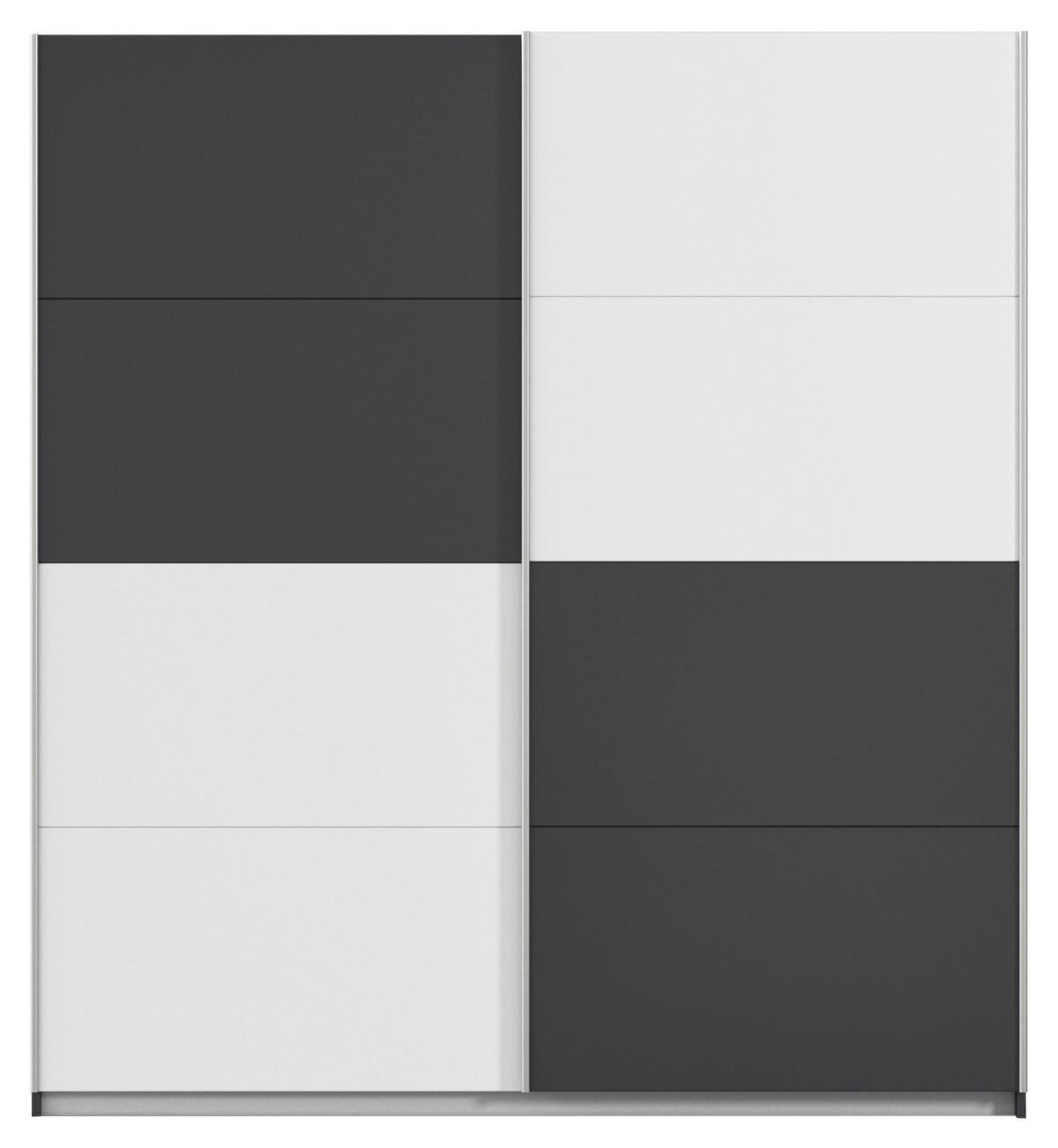 SCHWEBETÜRENSCHRANK  in Graphitfarben, Weiß  - Alufarben/Graphitfarben, MODERN, Holzwerkstoff/Metall (181/197/61cm) - Rauch Möbel