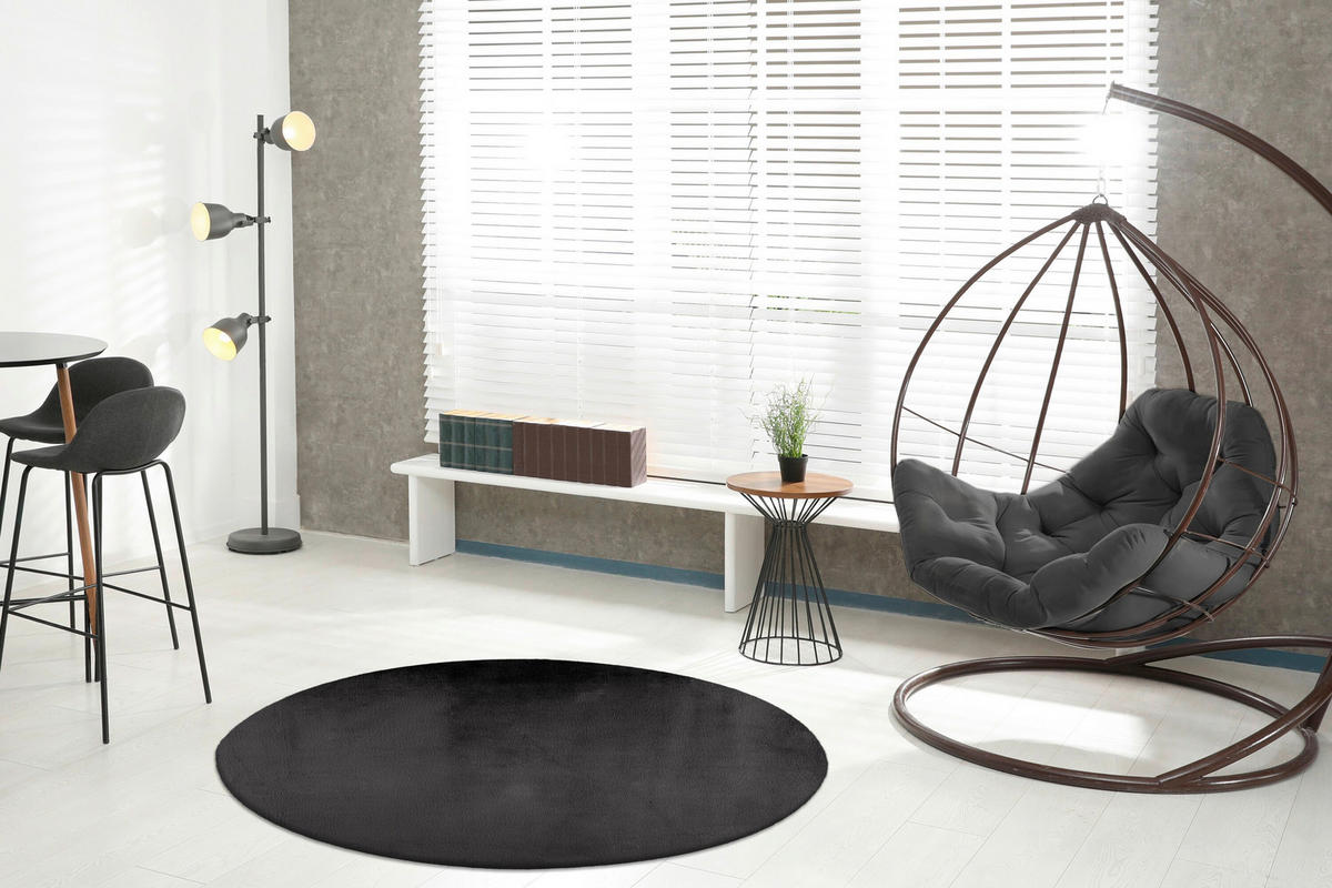 HOCHFLORTEPPICH 120/120 cm Graphitfarben  - Graphitfarben, Basics, Textil (120/120cm) - Kayoom