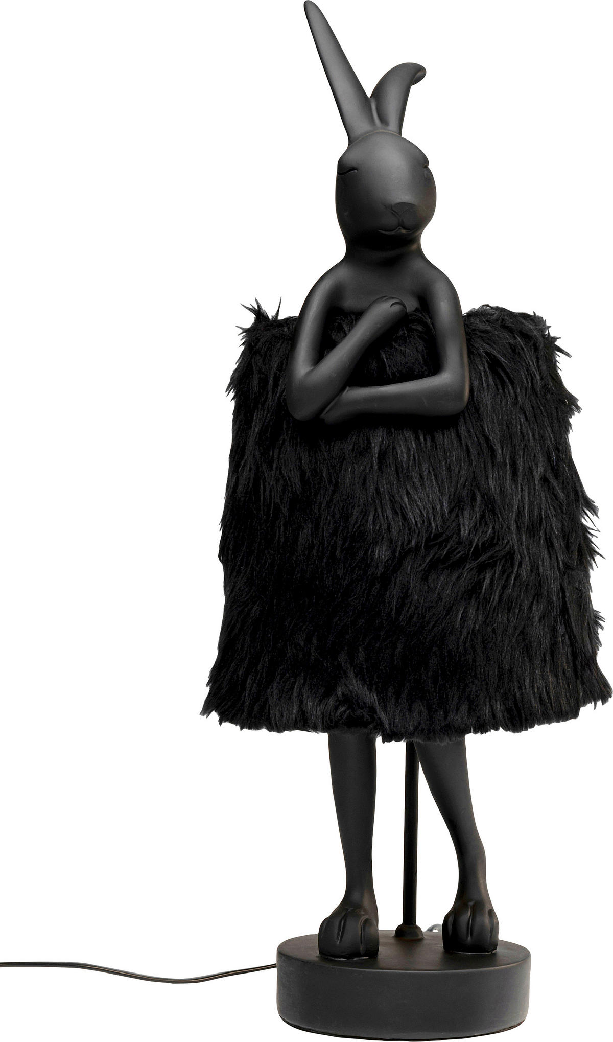 TISCHLEUCHTE 31/77/30 cm   - Schwarz, LIFESTYLE, Kunststoff/Fell (31/77/30cm) - Kare-Design