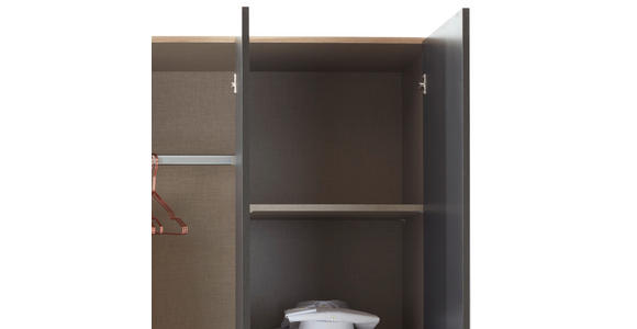 KLEIDERSCHRANK in Dunkelgrau, Eiche Artisan - Dunkelgrau/Silberfarben, Design, Holzwerkstoff/Kunststoff (136/197/54cm) - Carryhome