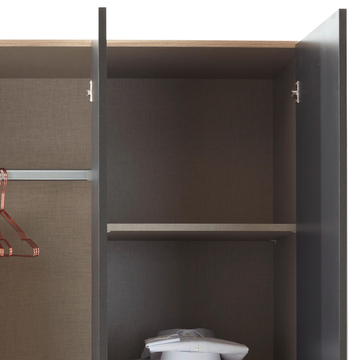 KLEIDERSCHRANK in Dunkelgrau, Eiche Artisan  - Dunkelgrau/Silberfarben, Design, Holzwerkstoff/Kunststoff (136/197/54cm) - Carryhome