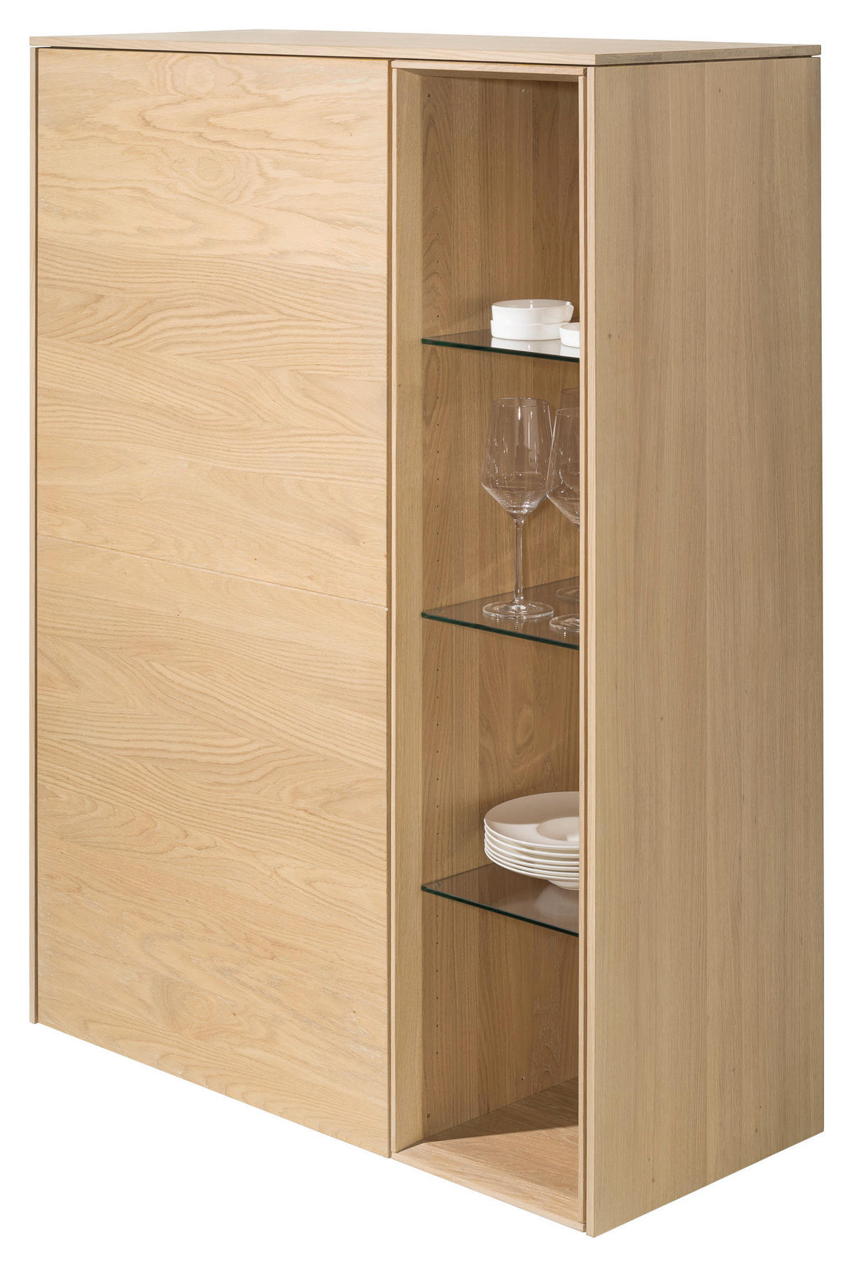 HIGHBOARD Eichefarben  97,8/134,2/41,9 cm  - Eichefarben, Design, Glas/Holz (97,8/134,2/41,9cm) - Team 7