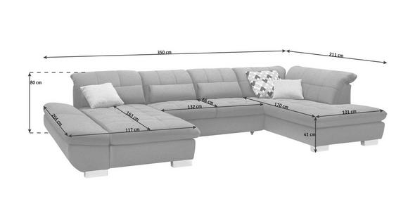 WOHNLANDSCHAFT in Mikrofaser Dunkelgelb, Grau  - Chromfarben/Dunkelgelb, Design, Kunststoff/Textil (204/350/211cm) - Xora