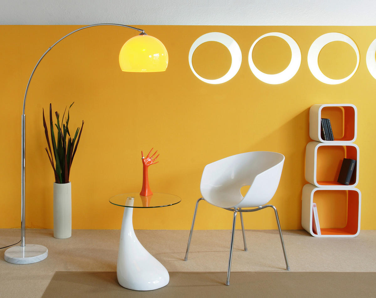 BOGENLEUCHTE  155/208/40 cm   - Silberfarben/Orange, Design, Kunststoff/Stein (155/208/40cm) - P & B