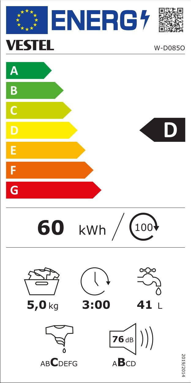 Waschmaschine W-D085O 5 kg  - Weiß, Basics (60/85/50cm) - Vestel